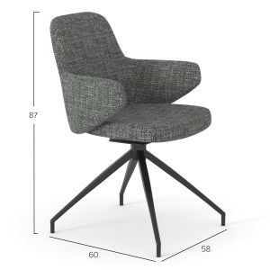 Swivel dining chair Dominion Sm18104.02 light gray fabric - black metal legs 58x60x87cm.