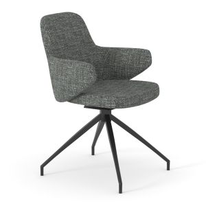 Swivel dining chair Dominion Sm18104.02 light gray fabric - black metal legs 58x60x87cm.