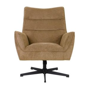 Swivel armchair Gemma yellow fabric with black metal base 78x78x101cm