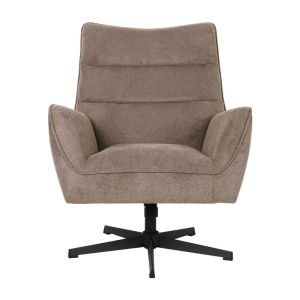 Gemma swivel armchair, beige, fabric, with black metal base, 78x78x101 cm