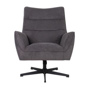 Gemma swivel armchair, gray fabric with black metal base, 78x78x101 cm
