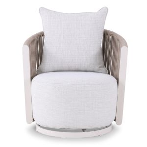 Swivel armchair Lorien Sm6392.01 aluminum ropes beige cushions 76x74x72w
