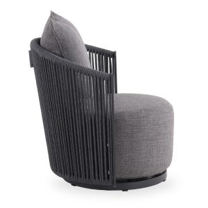 Swivel armchair Lorien Sm6392.02, brown color, aluminum, rope cushions, 76x74x72h