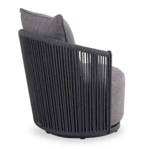 Swivel armchair Lorien Sm6392.02, brown color, aluminum, rope cushions, 76x74x72h