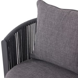Swivel armchair Lorien Sm6392.02, brown color, aluminum, rope cushions, 76x74x72h