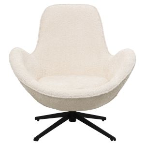 Swivel armchair Brynn Hm9594,06 boucle ecru color with black metal base 86x76x87hcm