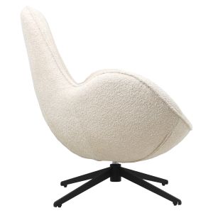 Swivel armchair Brynn Hm9594,06 boucle ecru color with black metal base 86x76x87hcm