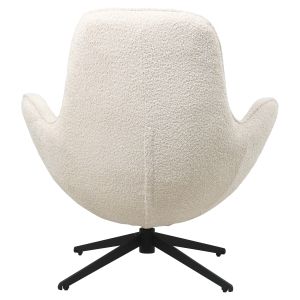Swivel armchair Brynn Hm9594,06 boucle ecru color with black metal base 86x76x87hcm