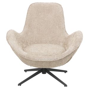 Swivel armchair Brynn Hm9594,07 beige boucle-with black metal base 86x76x87hcm