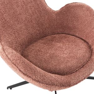 Swivel armchair Brynn Hm9594,02 pink boucle-with black metal base 86x76x87hcm