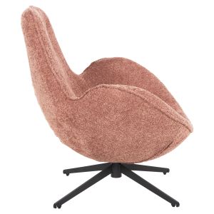 Swivel armchair Brynn Hm9594,02 pink boucle-with black metal base 86x76x87hcm