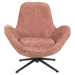 Swivel armchair Brynn Hm9594,02 pink boucle-with black metal base 86x76x87hcm