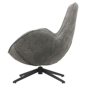 Swivel armchair Brynn Hm9594,01 grey boucle-with black metal base 86x76x87hcm