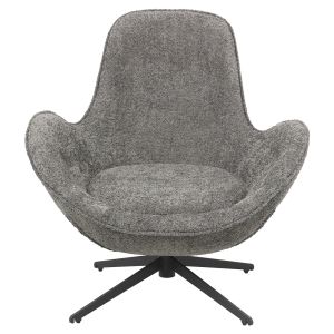 Swivel armchair Brynn Hm9594,01 grey boucle-with black metal base 86x76x87hcm
