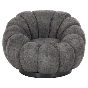 Swivel armchair Grymm Hm9601,01 gray boucle with black metal base 90x93x65hcm