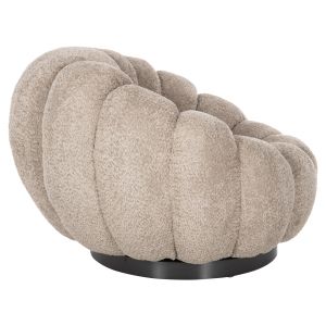 Swivel armchair Grymm Hm9601,08 beige boucle with black metal base 90x93x65hcm