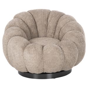 Swivel armchair Grymm Hm9601,08 beige boucle with black metal base 90x93x65hcm