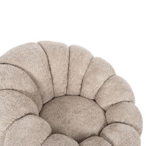 Swivel armchair Grymm Hm9601,08 beige boucle with black metal base 90x93x65hcm