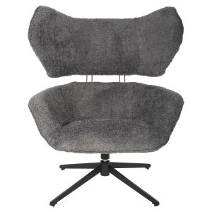 Swivel armchair Sowa Bryll Hm9597,01 gray boucle with black metal base 86x90x97hcm