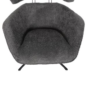Swivel armchair Sowa Bryll Hm9597,01 gray boucle with black metal base 86x90x97hcm