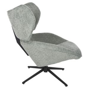 Swivel armchair Sowa Bryll Hm9597.05 pistachio color boucle with black metal base 86x90x97hcm