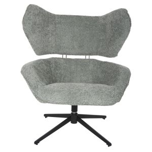 Swivel armchair Sowa Bryll Hm9597.05 pistachio color boucle with black metal base 86x90x97hcm