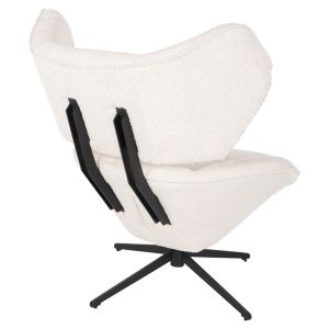 Swivel armchair Sowa Bryll Hm9597,06 boucle ecru color with black metal base 86x90x97hcm