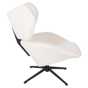 Swivel armchair Sowa Bryll Hm9597,06 boucle ecru color with black metal base 86x90x97hcm