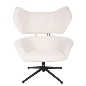 Swivel armchair Sowa Bryll Hm9597,06 boucle ecru color with black metal base 86x90x97hcm