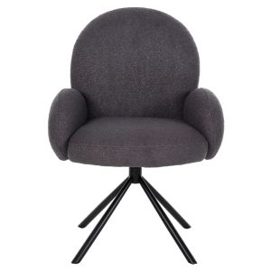 Swivel armchair-chair Winona gray boucle with black metal base 65x67x92hcm Hm9778,01