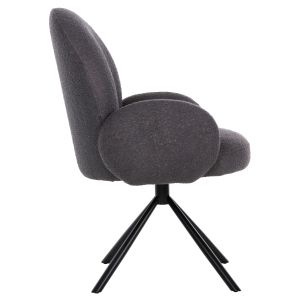 Swivel armchair-chair Winona gray boucle with black metal base 65x67x92hcm Hm9778,01