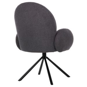Swivel armchair-chair Winona gray boucle with black metal base 65x67x92hcm Hm9778,01