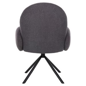 Swivel armchair-chair Winona gray boucle with black metal base 65x67x92hcm Hm9778,01