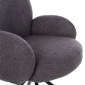 Swivel armchair-chair Winona gray boucle with black metal base 65x67x92hcm Hm9778,01