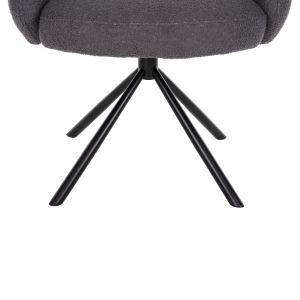 Swivel armchair-chair Winona gray boucle with black metal base 65x67x92hcm Hm9778,01