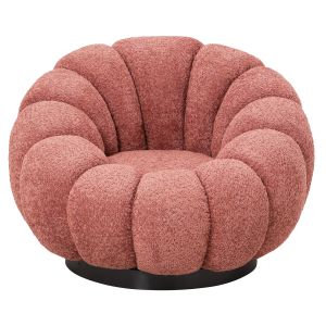 Swivel armchair Grymm Hm9601,02 pink boucle with black metal base 90x93x65hcm