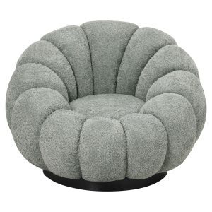 Swivel armchair Grymm Hm9601,05 pistachio color boucle with black metal base 90x93x65hcm