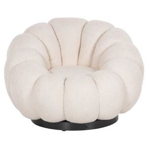 Swivel armchair Grymm Hm9601,06 boucle ecru color with black metal base 90x93x65hcm