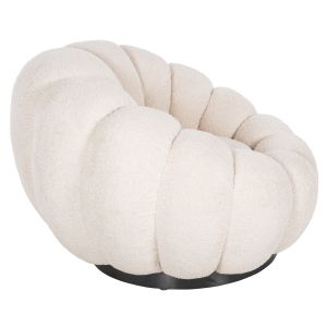 Swivel armchair Grymm Hm9601,06 boucle ecru color with black metal base 90x93x65hcm