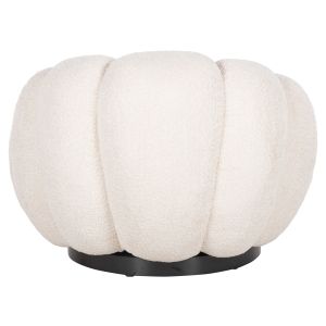 Swivel armchair Grymm Hm9601,06 boucle ecru color with black metal base 90x93x65hcm