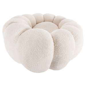 Swivel armchair Grymm Hm9601,06 boucle ecru color with black metal base 90x93x65hcm