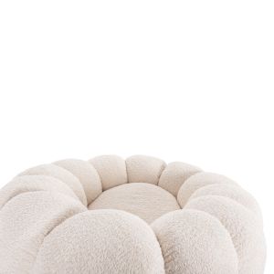 Swivel armchair Grymm Hm9601,06 boucle ecru color with black metal base 90x93x65hcm