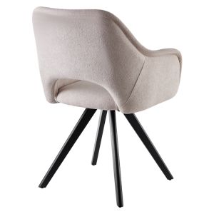 Swivel armchair-chair Soreyia beige plush fabric-black metal leg 63x59x83cm