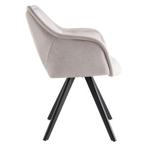 Swivel armchair-chair Soreyia beige plush fabric-black metal leg 63x59x83cm