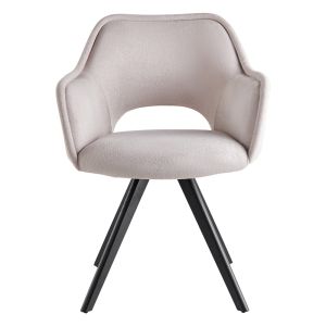 Swivel armchair-chair Soreyia beige plush fabric-black metal leg 63x59x83cm