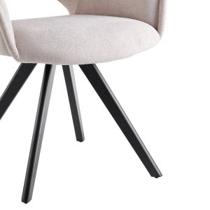 Swivel armchair-chair Soreyia beige plush fabric-black metal leg 63x59x83cm