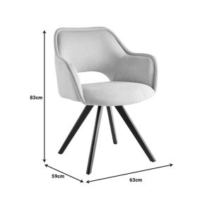 Swivel armchair-chair Soreyia beige plush fabric-black metal leg 63x59x83cm