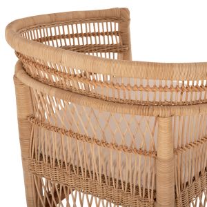 Garden armchair Malawi Hm9566 made of mahogany wood with rattan and white cushion 80x70x86cm