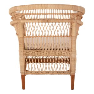 Garden armchair Malawi Hm9566 made of mahogany wood with rattan and white cushion 80x70x86cm