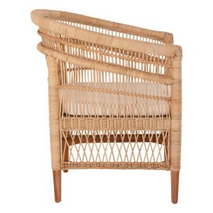 Garden armchair Malawi Hm9566 made of mahogany wood with rattan and white cushion 80x70x86cm